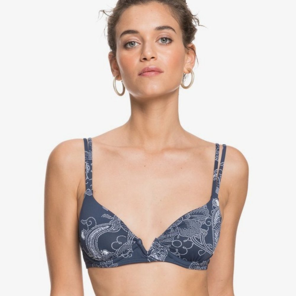 ROXY Blue Underwired Bra Bikini Top - Small